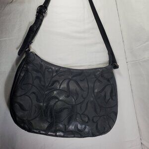 Stone Mountain Black Leather Bag with Embroidery